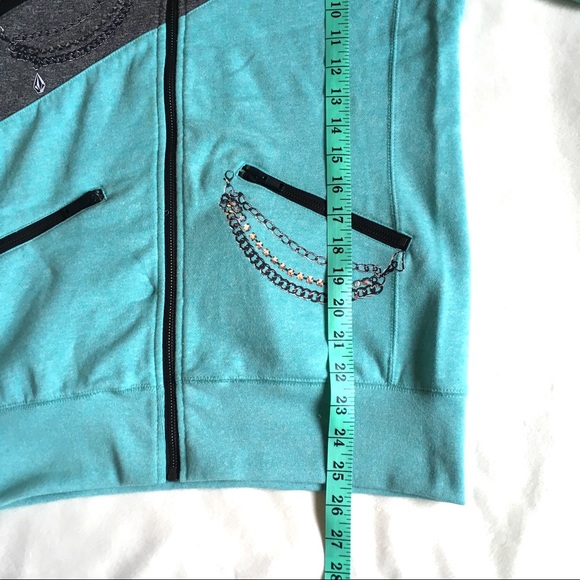 VOLCOM • Aqua & Grey Tunic Zip Up Sweatshirt - Picture 5 of 8